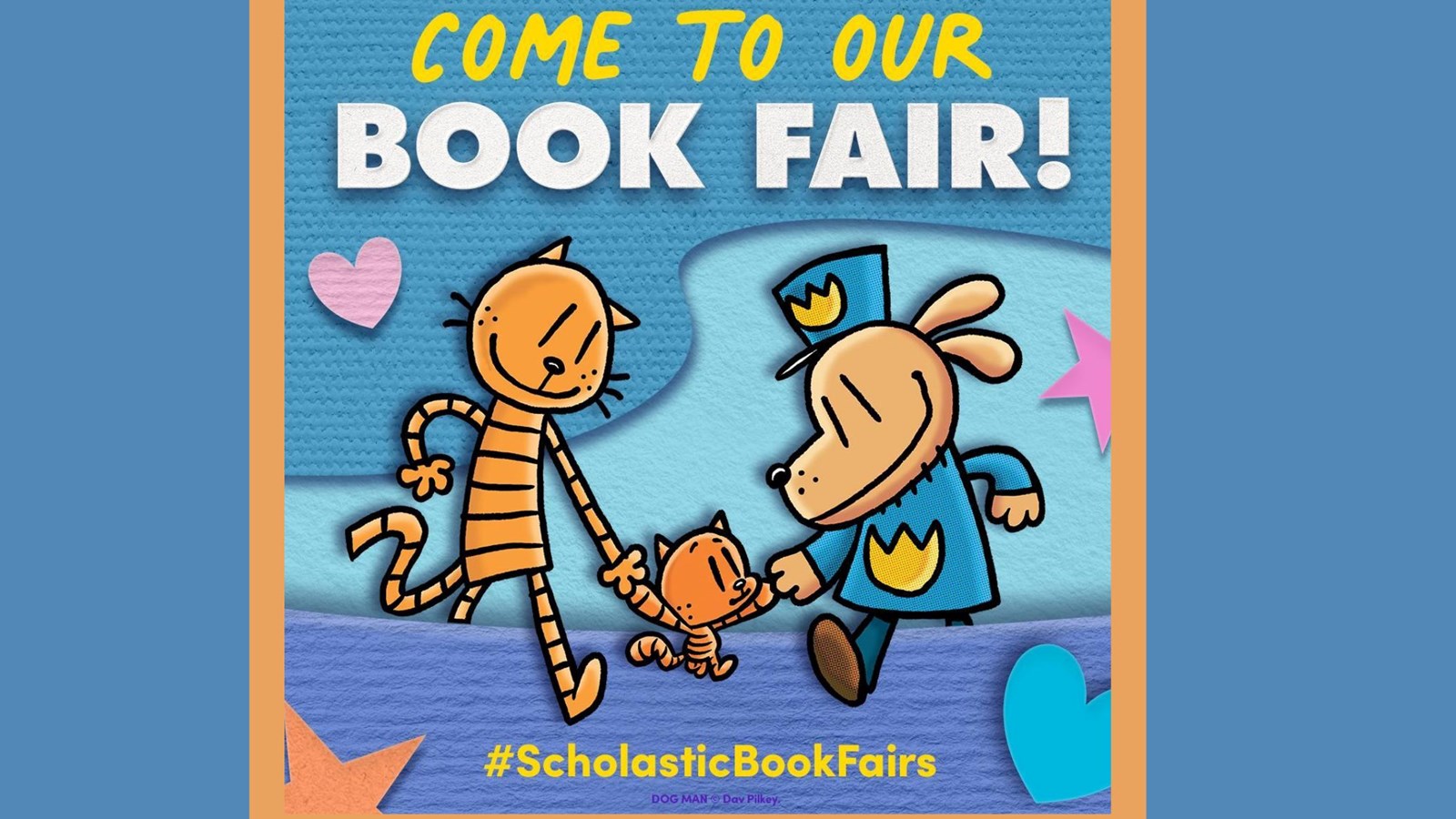 Come to Our Book Fair with cartoon characters